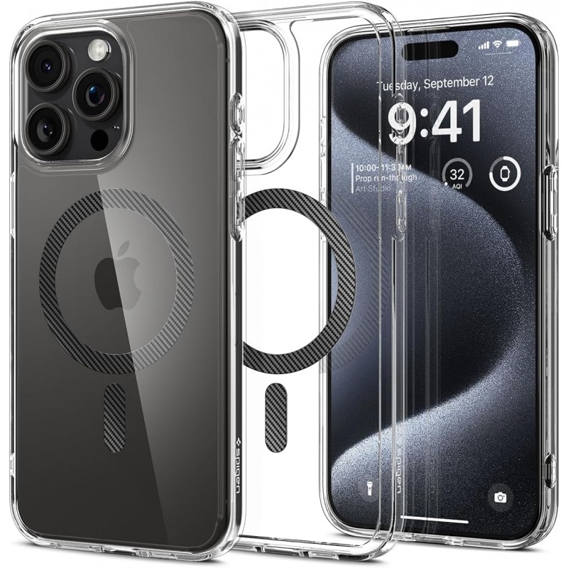 Spigen Чохол для Apple iPhone 15 Pro Ultra Hybrid MagFit, Carbon Fiber