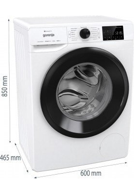 Gorenje Пральна машина фронтальна, 8кг, 1400, A+++, 46,5см, дисплей, інвертор, пара, Wi-Fi, білий