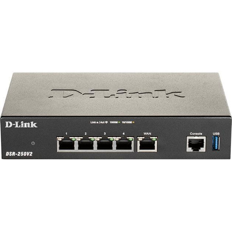 D-Link Мультисервiсний маршрутизатор DSR-250V2 4xGE LAN, 1xGE WAN
