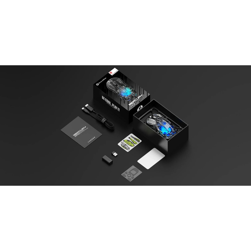 GravaStar Миша Mercury M2, BT/WL/USB-A, RGB, чорно-прозорий