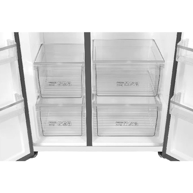 TCL Холодильник SBS, 177х92х63см, 2 дв., Х- 322л, М- 181л, A++, NF, диспенсер, нерж