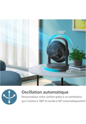 Philips Вентилятор Philips настільний Series 3000, 22см, 27Вт, таймер, поворот 180, чорний