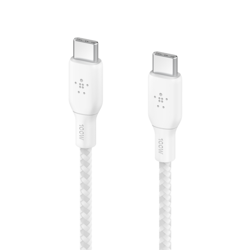 Belkin Кабель заряджання/синхронізації USB-С > USB-С 3м, 100Вт, плетений, білий