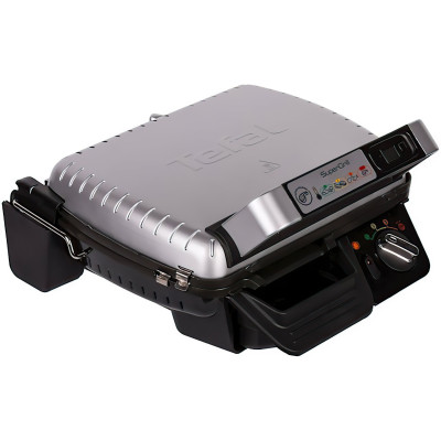Tefal Гриль прижимний SuperGrill 2000Вт, темп. режимів-4, з`ємні пластини, метал