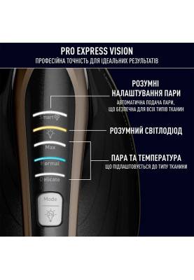 Tefal Утюг-парогенератор Pro Express Vision, 3000Вт, 1200мл, паровий удар -800гр, постійна пара - 180гр, керам. підошва, чорно-золотий