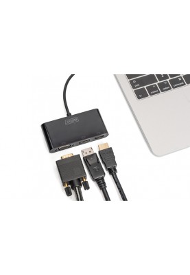 Digitus Адаптер USB-C - HDMI+DP+VGA, M/F, 0.11 m