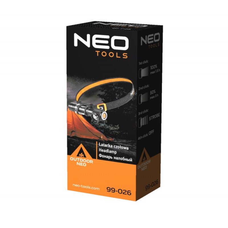 Neo Tools Ліхтар NEO налобний, 10 Вт, 800 люмен, CREE XML-T6 LED
