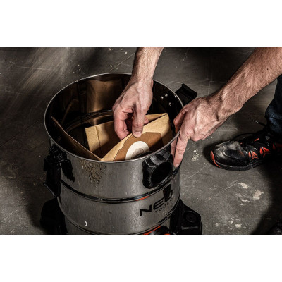 Neo Tools Пилосос професійний, 1400Вт, 18 кПа, контейнер 30л, HEPA, колеса, 5.92кг