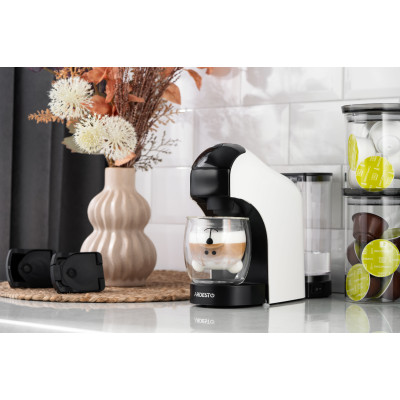 ARDESTO Кофеварка капсульна, 0.8л, капсули Nespresso, Nescafe Dolce Gusto, мелена кофе, сенсорне керування, білий