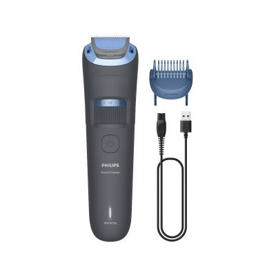 Philips Тример Philips Series 3000, для бороди і вусів, акум., сталь, синій