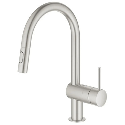Grohe Змішувач для кухні Minta, довж.виливу - 223мм, поворотний/витяжний, 1 важіль, суперсталь