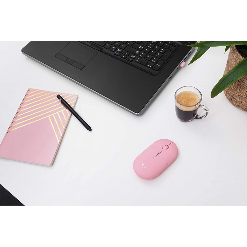 Trust Миша Puck Rechargeable Ultra-Thin BT WL Silent Pink