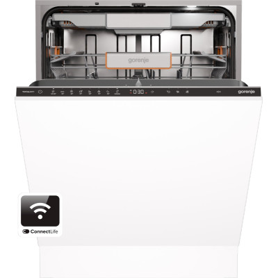 Gorenje Посудомийна машина вбудовувана, 16компл., A+++, 60см, інвертор, Wi-Fi, AquaStop, сенсорн.упр, 3і кошики, білий