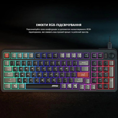 MSI Клавиатура мембранная MSI FORGE GK110 UA 98key, USB-A, EN/UKR/RU, LED, чорний