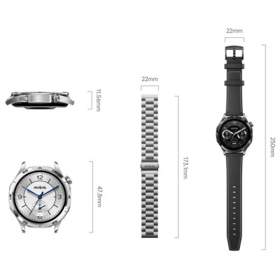 Mibro Смарт-годинник GT 46мм, 1.43", 466x466, AMOLED, BT 5.3, GPS, 5 ATM, сріблястий