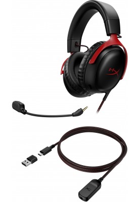 HyperX Гарнiтура Cloud III 3.5mm/USB-A/USB-C Black/Red