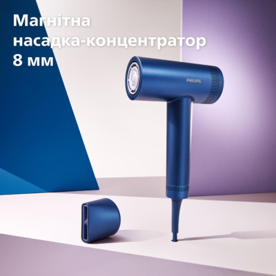 Philips Фен 8000 Series, 1400Вт, 3 режими, іонізація, хол. обдув, турборежим, аквамарин