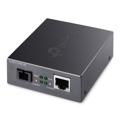 TP-Link Медіаконвертер TL-FC111B-20 1xFE, 100Base-LX, SM, WDM, 20km, SC. PoE