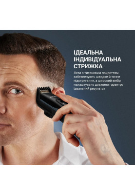 Rowenta Машинка для стрижки Advancer, для бороди, вусів, голови, мережа+акум., роторний мотор, насадок-3, кейс, титан.напил., темно-синій