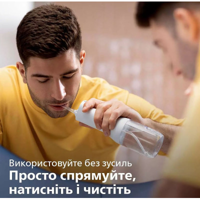 Philips Іригатор портативний Sonicare Cordless Power Flosser 3000, чаша 250 мл, чохол, 2 насадки , білий
