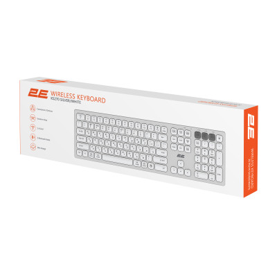 2E Клавіатура ножнична KS270 109key, WL/BT, EN/UK, сріблясто-білий