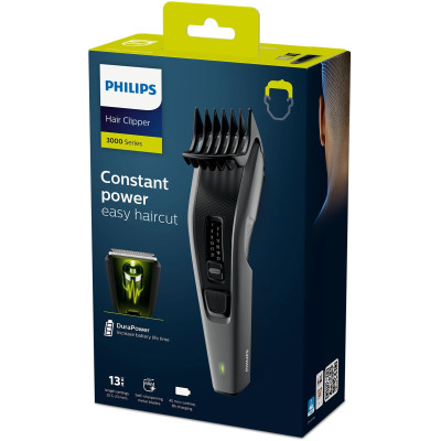 Philips Машинка для стриження Series 3000, акум., роторний мотор, насадок-2, сталь, чорно-сірий