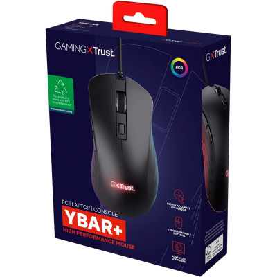 Trust Миша GXT924 YBAR+, USB-A, Чорний