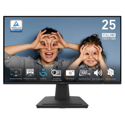 MSI Монітор MSI 24.5" PRO MP252 HDMI, DP, MM, IPS, 100Hz, 1ms, sRGB 100%, AdaptiveSync