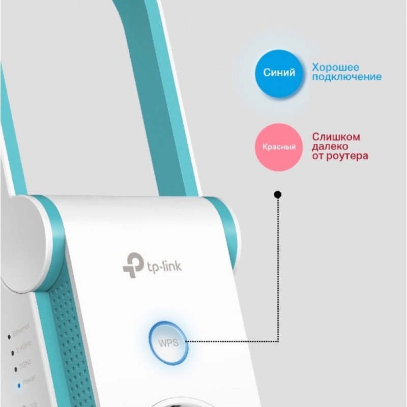 TP-Link Повторювач Wi-Fi сигналу RE365 AC1200 1хFE LAN розетка