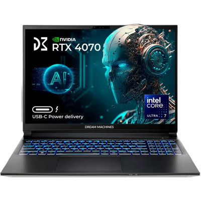 Dream Machines Ноутбук RG4070-16 16FHD+ IPS, Intel U7-155H, 32GB, F1TB, NVD4070-8, DOS, чорний