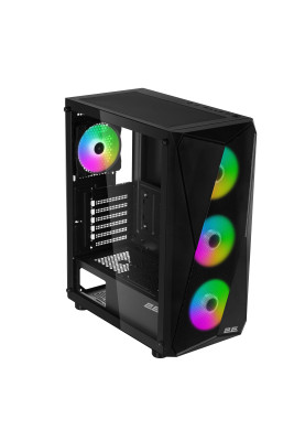 2E Gaming Корпус Aruba G3313W, без БР 1xUSB3.0, 2xUSB2.0, 5x120мм ARGB, VGA 300мм, LCS ready, HUB, TG Side Panel, ATX, чорний