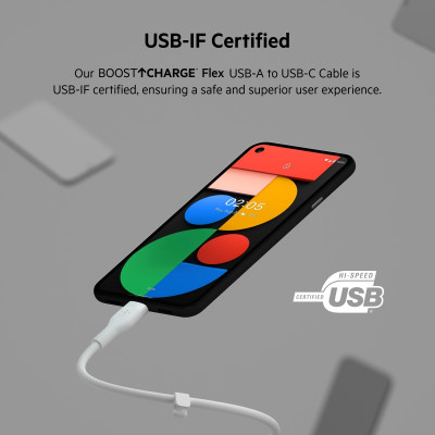 Belkin Кабель USB-A - USB-C силіконовий, з кліпсою, 2м, білий