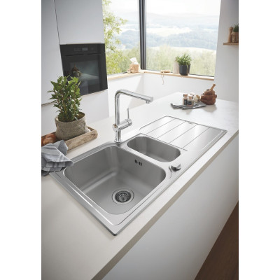 Grohe Мийка кухонная K500, нерж.сталь, прямокут., з крилом, 1000x500x200мм, чаша - 2, врізна, нержавіюча сталь