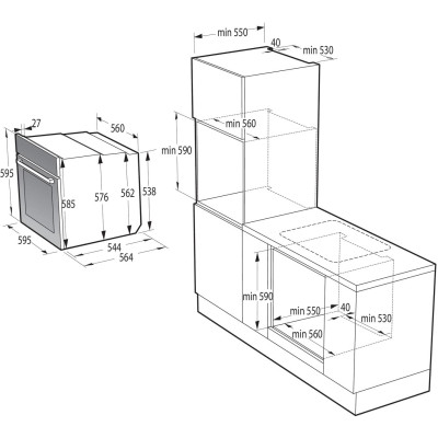 Gorenje Духова шафа Gorenje електрична, 77л, A+, дисплей, макс.темп.- 300, IconLed, чорний