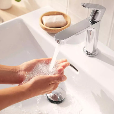 Hansgrohe Змішувач для раковини Hansgrohe Rebris S, довж.виливу - 84мм, зі зливним гарнітуром, хром. Hansgrohe Змішувач для раковини Hansgrohe Rebris S, довж.виливу - 84мм, зі зливним гарнітуром, хром.