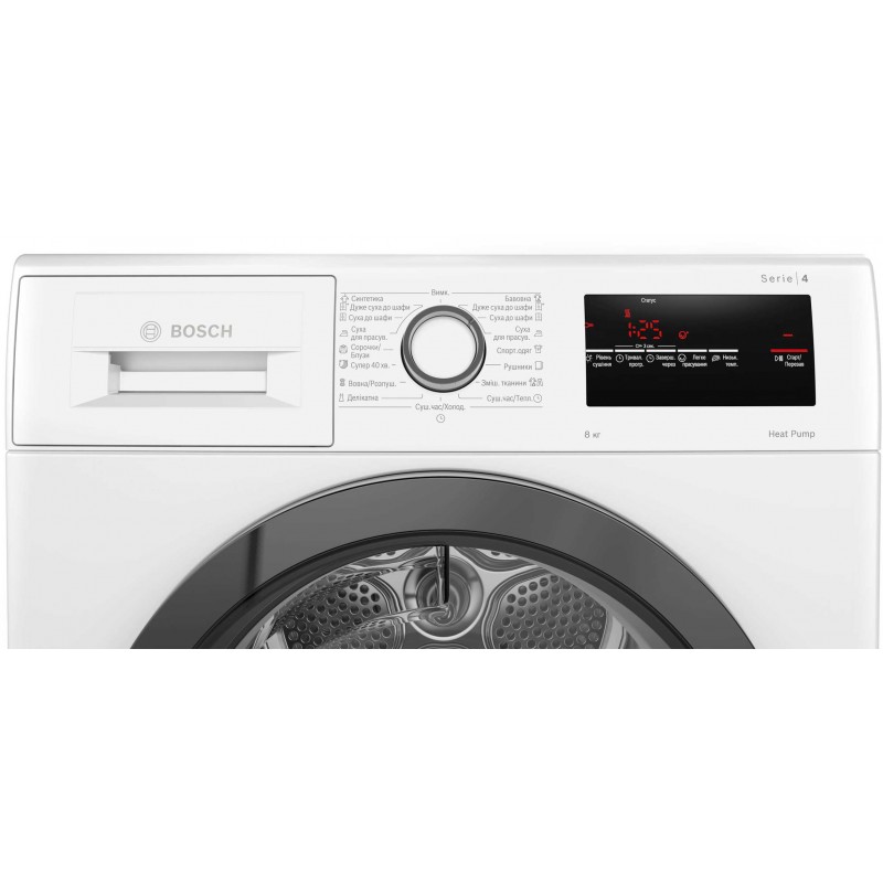 Bosch Сушильна машина тепловий насос, 8кг, A++, 60см, дисплей, білий