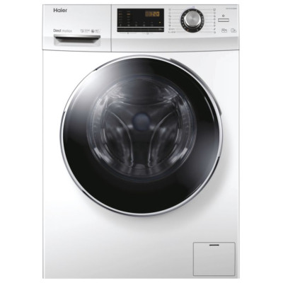 Haier Пральна машина фронтальна, 7кг, 1200, A+++, 46см, дисплей, пара, інвертор, люк чорний, прямий привід, білий