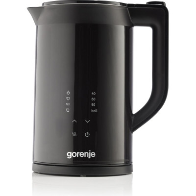 Gorenje Електрочайник 1.7л, підвійні стінки, LED дисплей, Strix контроль, чорний