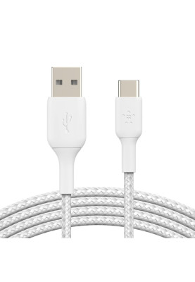 Belkin USB-A > USB-C заряджання/синхронізації 2м, 15Вт, Type-C, плетінь, білий