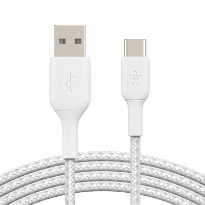 Belkin USB-A > USB-C заряджання/синхронізації 2м, 15Вт, Type-C, плетінь, білий