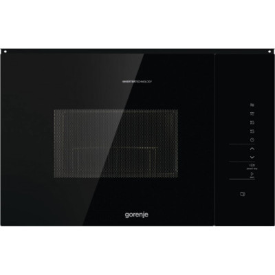 Gorenje Мікрохвильова піч вбудовувана, 25л, електр. управл., 900Вт, гриль, дисплей, інвертор, чорний