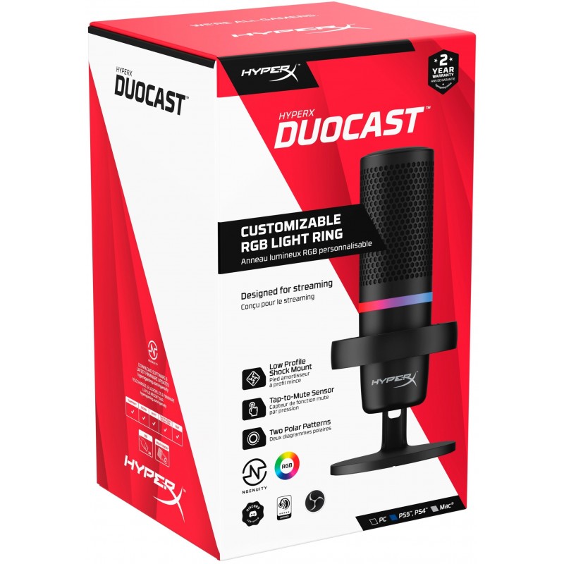 HyperX Мікрофон DuoCast RGB, Black 4P5E2AA