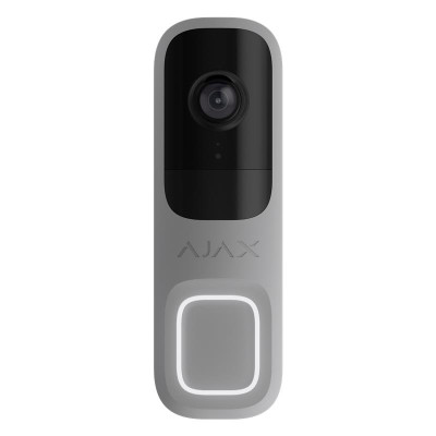 Ajax Відеодзвінок Doorbell, універсальне встановлення, 4 мп, 155° вертикальний 90° горизонтальний, іч 6м, дальнісь виявлення руху 4м, штучний інтелект, wi-fi, grey