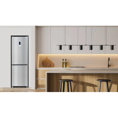 TCL ref with bottom freezer, 201x60x68, ref-314l, freez.-142l, 2doors, E, NF, inv, дисплей ext, fresh zone, variable zone, inox TCL ref with bottom freezer, 201x60x68, ref-314l, freez.-142l, 2doors, E, NF, inv, дисплей ext, fresh zone, variable zone, inox