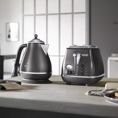 Delonghi Тостер Icona Metallics 900Вт, метал, односторонній підігрів, металік