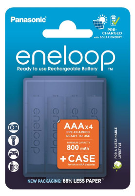Panasonic Акумулятор Eneloop NI-MH AAA 800 мАг, 4 шт, з кейсом для зберігання