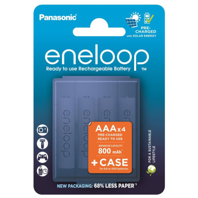 Panasonic Акумулятор Eneloop NI-MH AAA 800 мАг, 4 шт, з кейсом для зберігання