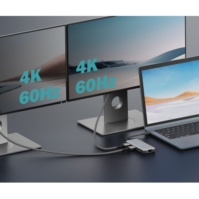 Digitus Док-станція DIGITUS USB-C > 2xHDMI/2xUSB-A/USB-C/SD/MicroSD/RJ54