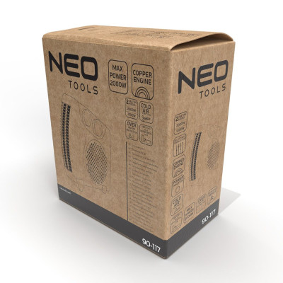 Neo Tools Тепловентилятор електричний Neo Tools, 2кВт, термостат, білий, 1.18кг Neo Tools Тепловентилятор електричний Neo Tools, 2кВт, термостат, білий, 1.18кг