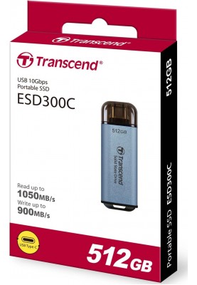 Transcend Портативний SSD 512GB USB 3.1 Gen 2 Type-C ESD300 Blue